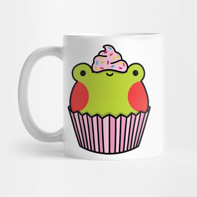 Frog cupcake with pink frosting by Nikamii